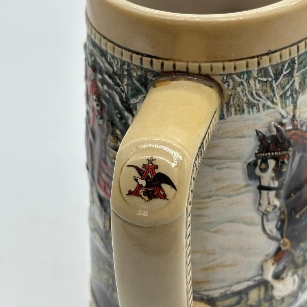 Vintage 1988 Budweiser Clydesdale Holiday Beer Stein Collector Series Brazil
